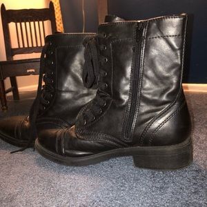 Black combat boots